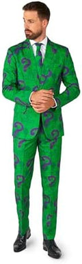 Offstream Men's DC Comics Riddler Halloween Costume Suit Slim Fit 3-Pc XXL