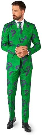 Offstream Men's DC Comics Riddler Halloween Costume Suit, Slim Fit 3-Pc; L