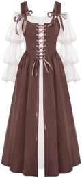 Wenrine Renaissance Costume Womens Lace Up Corset Halloween Medieval Dress