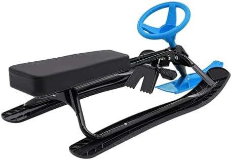 Snow Racer Sled, Ski Sled Slider Board with Steering Wheel, Twin Brakes, Ski Sled Snow Race for Kids, 220Lbs Capacity