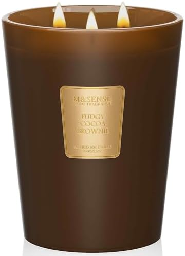 M&SENSE Fudgy Cocoa Brownie Soy Candle, 35oz 3-Wick, Sweet Party Gift
