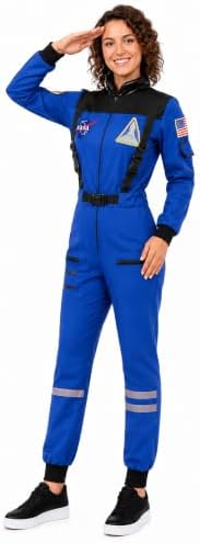 Women's Astronaut Costume, Adult Space Jumpsuit for Halloween