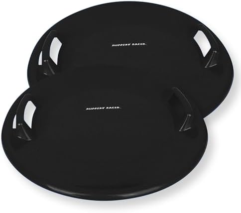 Slippery Racer Heavy-Duty Cold Resistant Downhill Pro Adults and Kids Plastic Outdoor Winter Saucer Disc Snow Sled with Handles