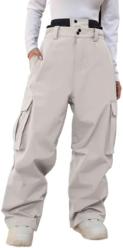 Women's Baggy Snow Snowboard Pants Loose Fit Cargo Ski Pants Bibs Insulated