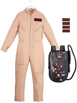 Deluxe Adult Ghostbusters Halloween Costume | Men's Ghostbusters Jumpsuit Uniform with Proton Pack & Classic Name Tags