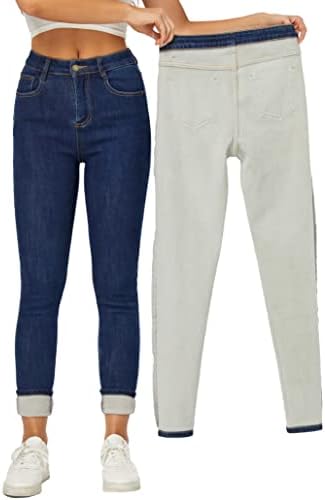 Yehopere Women's Winter Fleece Lined Jeans Slim Fit Warm Skinny High Waist Denim Jean