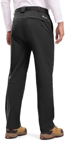 TBMPOY Men's Snow Ski Hiking Pants Waterproof Winter Fleece Lined Pants Camping Skiing Ice Fishing Pants with Belt