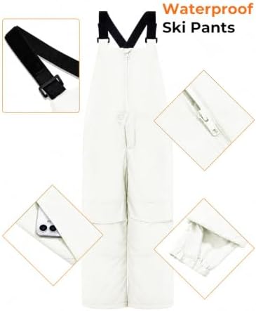 Haloumoning Boys Snow Bibs Kids Ski Pants 5-14 Years