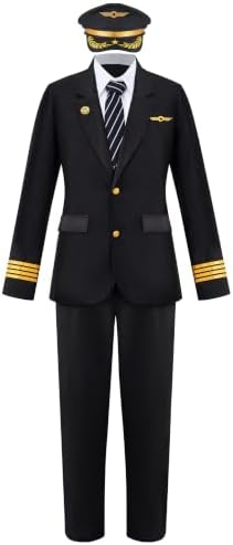Spooktacular Creations Pilot Captain Costume Men, Pilot Uniform, Flight Jackets Outfit, Adult Halloween Captain Costumes