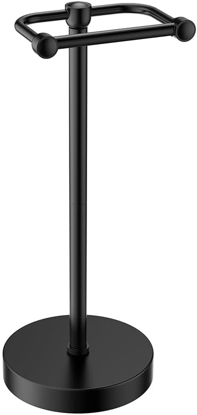Toilet Paper Holder Stand, Free Standing Toilet Paper Roll Holder, Matte Black 304 Stainless Steel, 4.82 lbs Weighted Base, Bathroom Tissue Holder, 22.8" Height