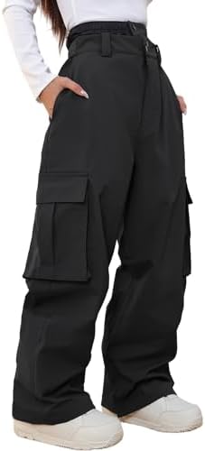 Women's Baggy Snow Snowboard Pants Loose Fit Cargo Ski Pants Bibs Insulated