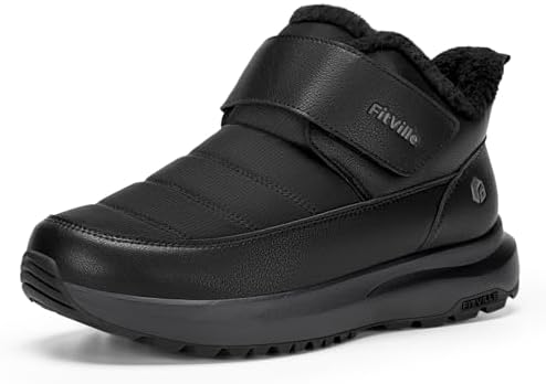 FitVille Snow Boots for men Winter Shoes Fur Lining Waterproof Extra Wide Boots for Men Heat Lock Technology for Outdoor