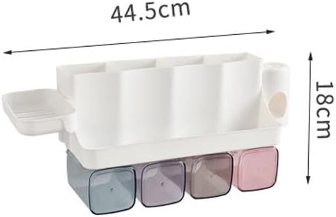 Toothbrush Rack Wall Mounted Toothbrush Holder with Mouthwash Cup for Storage Rack Bathroom Accessory Rack with Toothpaste Squeezer Kit Bathroom Toothbrush Holder(C)