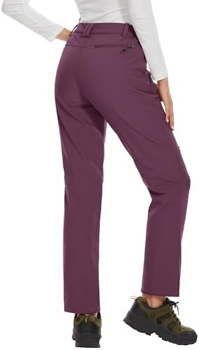 MAGCOMSEN Women's Fleece Lined Waterproof Insulated Snow Ski Pants Winter Warm Hiking Pants Outdoor Softshell