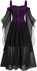 CHARMMA Women's Plus Size Butterfly Sleeve Gothic Halloween Dress