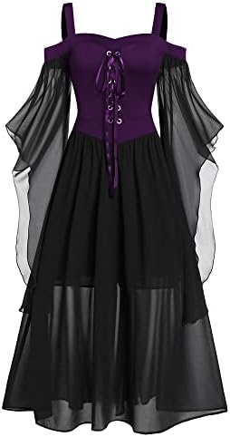 CHARMMA Women's Plus Size Butterfly Sleeve Gothic Halloween Dress