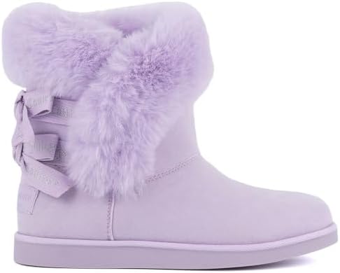 Juicy Couture Women's Slip On Winter Snow Boots Warm & Insulated Fur Lining Comfortable Fashion Booties