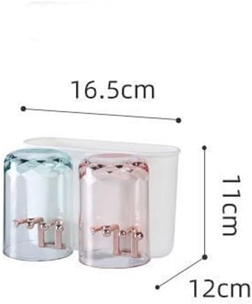 Toothbrush Rack Wall Mounted Toothbrush Holder Multifunctional Bathroom Storage Rack with Mouthwash Cup, Toothpaste Squeezer Kit Bathroom Toothbrush Holder(A)
