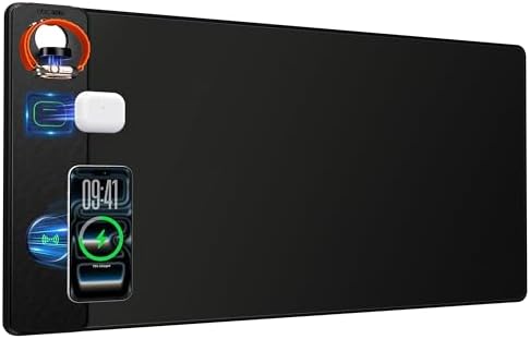 Magnetic Wireless Charging Mouse Pad, 31.5"x15.8" Large Desk Mat