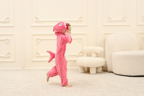 LOLANTA Boys' Girls' Dinosaur Shark Costume Flannel Jumpsuits Animal Onesie