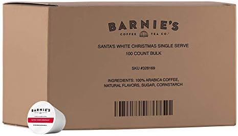 Barnie's Santa's White Christmas Coffee Pods Compatible with Keurig Brewers - A Festive Coffee Blend of Coconut, Vanilla, and Caramel Flavors - 100 count