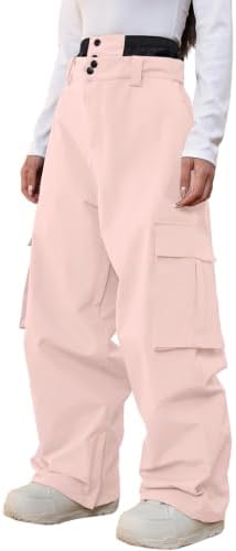 Women's Baggy Snow Snowboard Pants Loose Fit Cargo Ski Pants Bibs Insulated