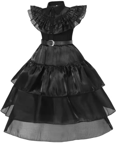 WYB Black Costume Dress for Girls Cosplay Dress Kid Halloween Costumes Costumes Cosplay Party Dress with Accessories 4-12Y
