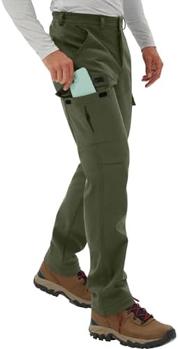 Pioneer Camp Men's Snow Ski Pants Waterproof Fleece Lined Outdoor Softshell Insulated Cargo Hiking Winter Pants Snowboard