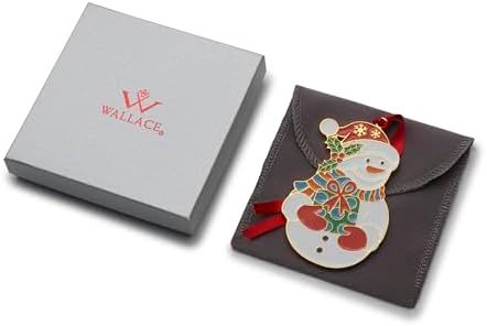 Wallace Wonders of Christmas Gold-Plated Enamel Ornament 2025-16th Edition Annual Collectible Series - Snowman Holiday Motif with Gift Box and Velvet Pouch