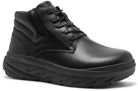 OrthoComfoot Orthopedic Diabetic Winter Leather Ankle Boots for Men, Comfortable Casual Wide Width Arch Support Warm Snow Boots for Relief Plantar Fasciitis, Bunions, Swollen Feet & Foot Pain
