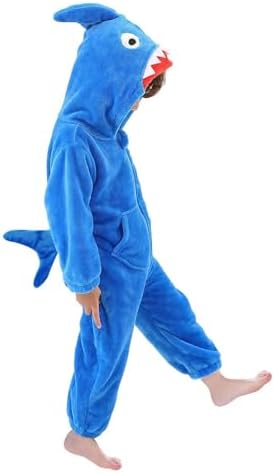 LOLANTA Boys' Girls' Dinosaur Shark Costume Flannel Jumpsuits Animal Onesie