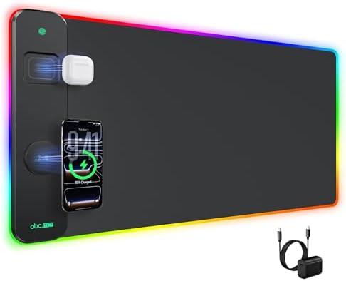 Magnetic Wireless Charging Mouse Pad Gaming, 31.5"x15.8" Large Desk Mat