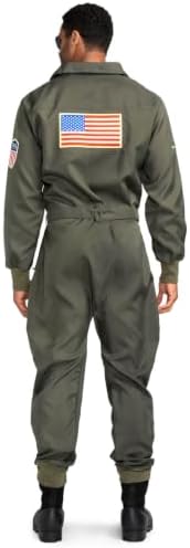 Tipsy Elves Men's Pilot Halloween Costume - Green Military Flight Jumpsuit