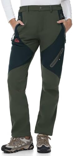 TBMPOY Women's Fleece Lined Ski Snow Pants Waterproof Winter Cargo Hiking Warm Thermal Softshell Insulated Outdoor Pant