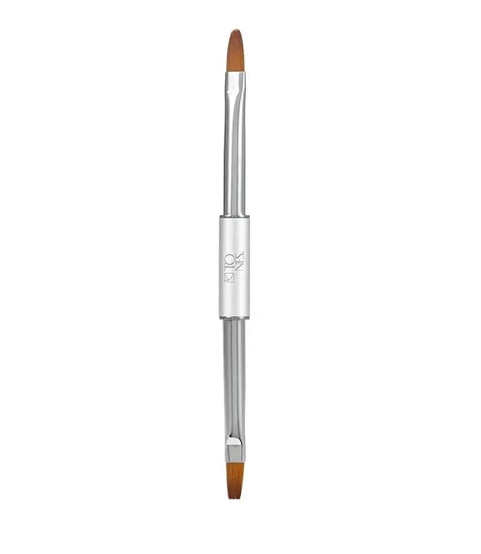 Tones Twin Head Nail Art Nylon Gel Brush - Brush for Gel Nails - Ultra Precise Nail Sculpting and 3D Nail Art Brush (#4 Flat & #6 Oval)