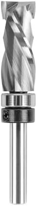 SpeTool Carbide Compression Top Bearing Flush Trim Router Bit 1/4" Shank 1/2" Cutting Diameter Extra Long Spiral Pattern Template Router Bit for Woodworking Edge Trimming