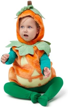 Spooktacular Creations Halloween Baby Pumpkin Costume with Green leaves for Toddler Kids Halloween Dress Up Pumpkin Party