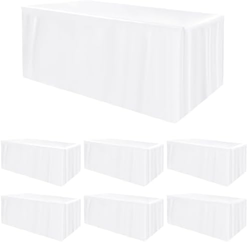 HolidayIdeas 6-Pack 6ft White Rectangle Craft Shows Fitted Tablecloth