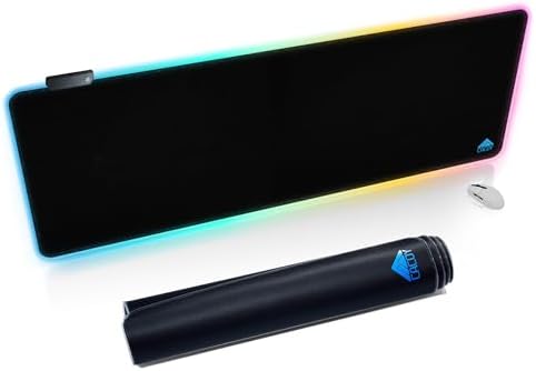 Cacoy 55"x20" RGB Gaming Mouse Pad XXL,Non-Slip LED Lighting Desk Mat,Black