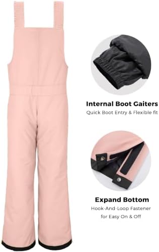 wantdo Girls Ski Pants Winter Snow Bibs Kids Insulated Snowboarding Overall