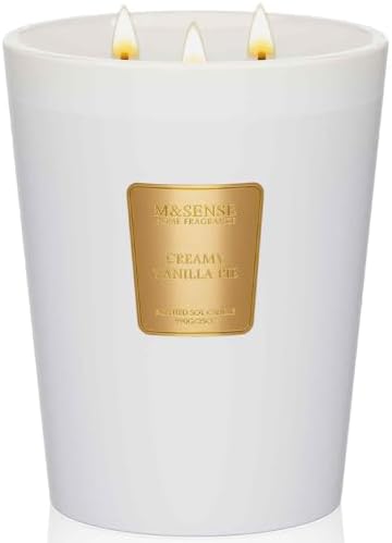 M&SENSE Creamy Vanilla Pie Soy Candle, 35oz 3-Wick, Cozy Baking Gift
