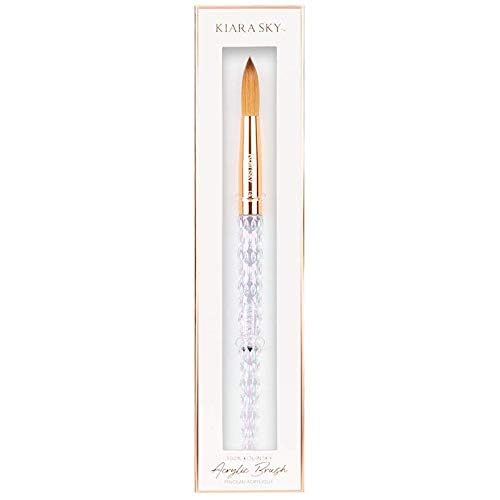 Kiara Sky Kolinsky Acrylic Nail Brush #14 – Pure Kolinsky Sable Hair, Iridescent Crystal Handle, Acetone Resistant, for Acrylic Application, Extensions & 3D Nail Art