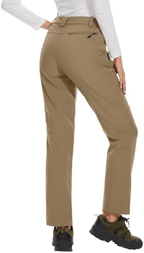 MAGCOMSEN Women's Fleece Lined Waterproof Insulated Snow Ski Pants Winter Warm Hiking Pants Outdoor Softshell