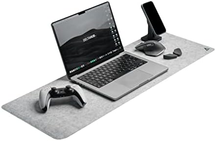 DELTAHUB - Minimalistic Felt Desk Protective Pad, Anti-Fray, Anti-Slip, Easy to Clean, Easy Glide, Long Lasting, Sleek Design, Comfortable, Resistant, Desk Mat, PC, Mac, Laptop - Medium (12x35inch)