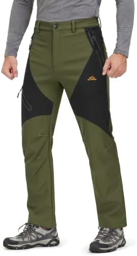 MAGCOMSEN Men's Snow Ski Pants Fleece Lined Water Resistant Winter Pants with 4 Zip Pockets for Snowboard Hiking Outdoor