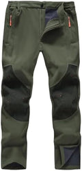Mens Winter Snow Pants Waterproof Thermal Fleece Lined Hiking Pants with Zip Pockets