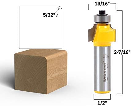 YONICO 13961 5/32-Inch Radius Round Over Edge Forming Router Bit 1/2-Inch Shank