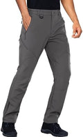 Stlight Mens Snow Ski Water Repellent Softshell Pants for Winter Hiking Fleece Lined Bottom Leg Zipper with 6 Zip Pockets