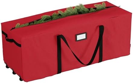 Elf Stor Christmas Tree Storage Bag with Wheels, Red, 67” x 28” x 24”