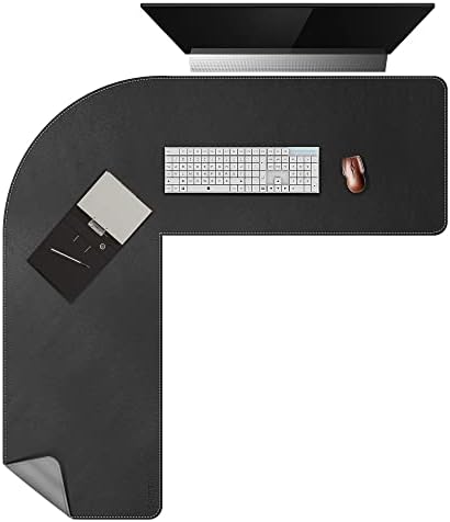 Chihein PU Leather L-Shaped Desk Pad (49.2”+ 49.2”) x 15.7” Black/Gray